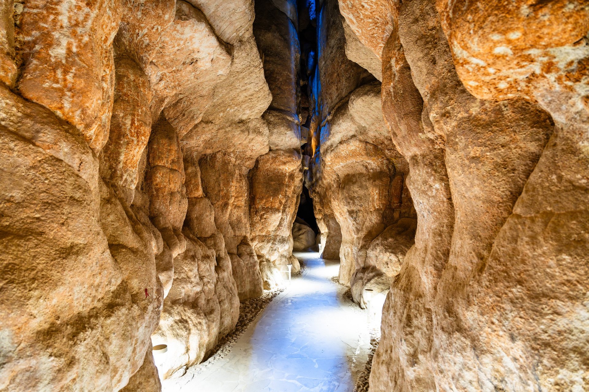 Narrow sandstone canyon walls in Sinai